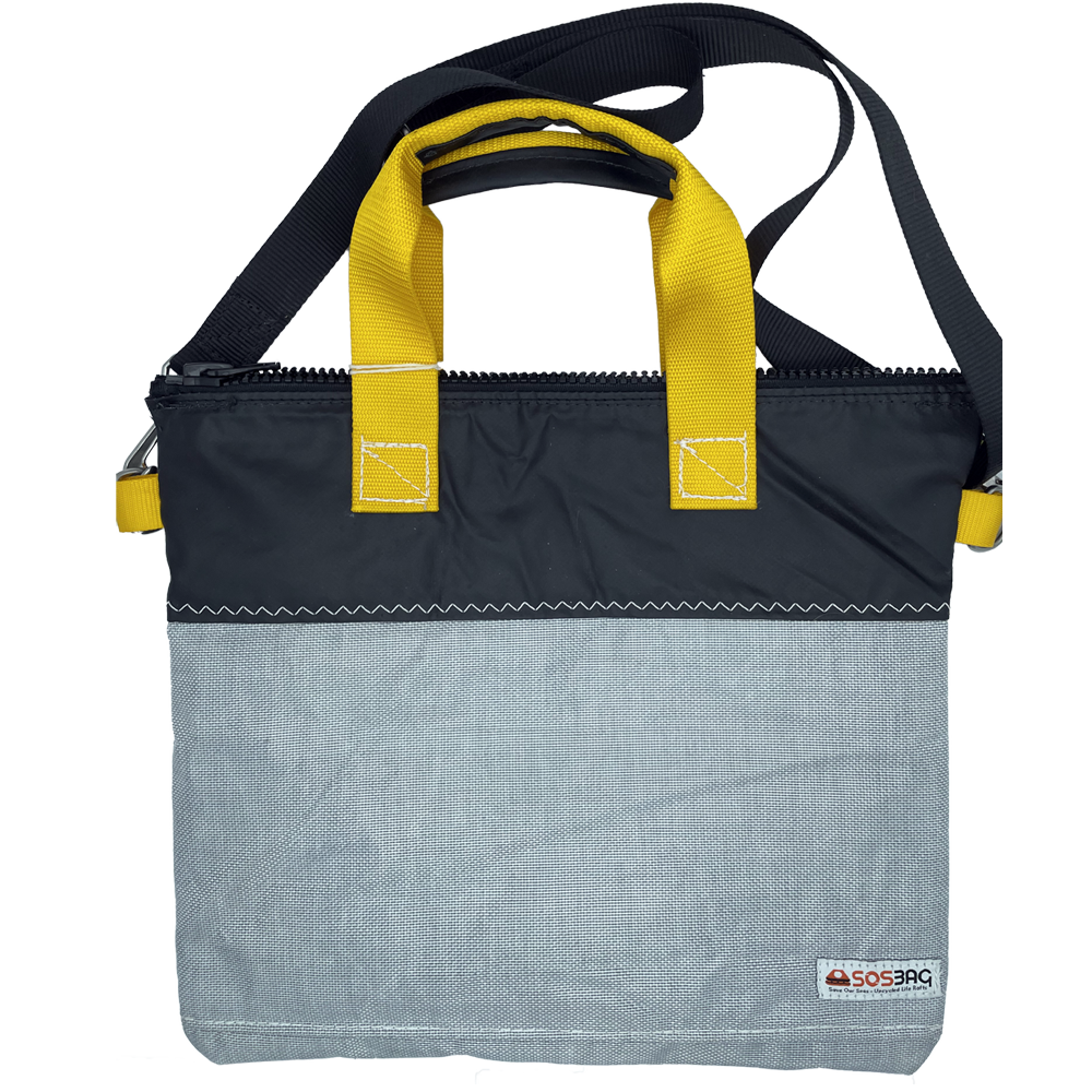 Bolsa maletín ALETA, color plata/negro. Maletín que es una bonita opción ecológica para llevar tu ordenador.
