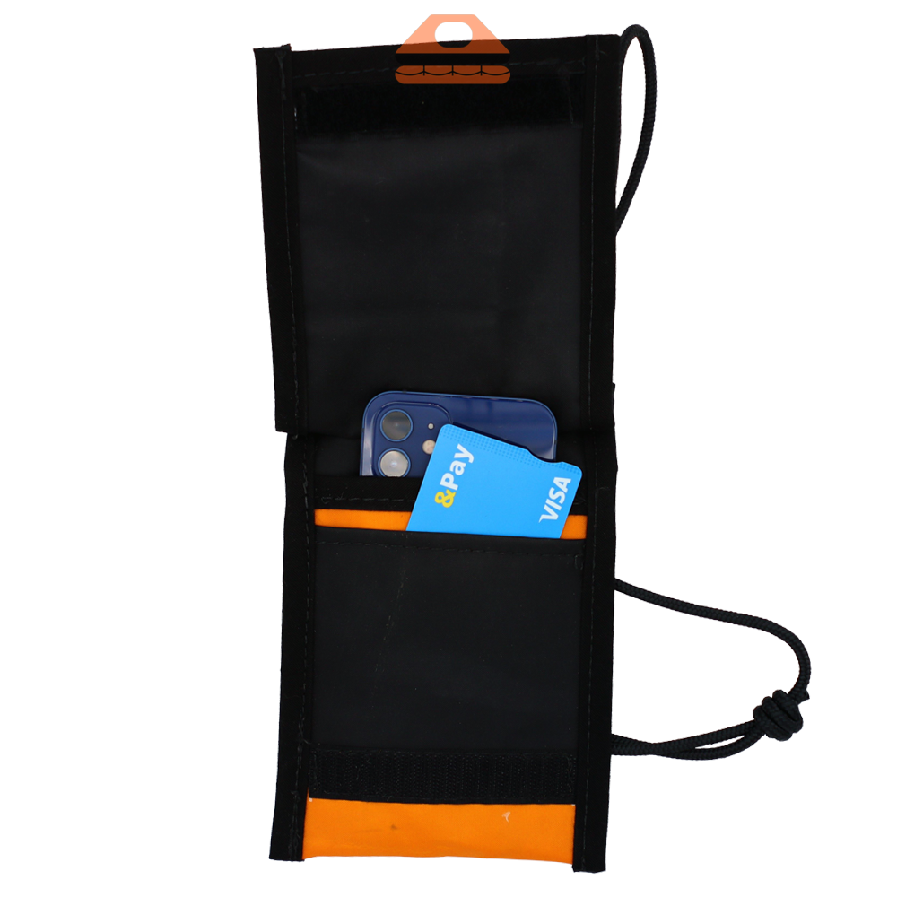 Funda para móvil PROA BASIC . Mini bolso naranja, impermeable para teléfono móvil con un toque marinero.