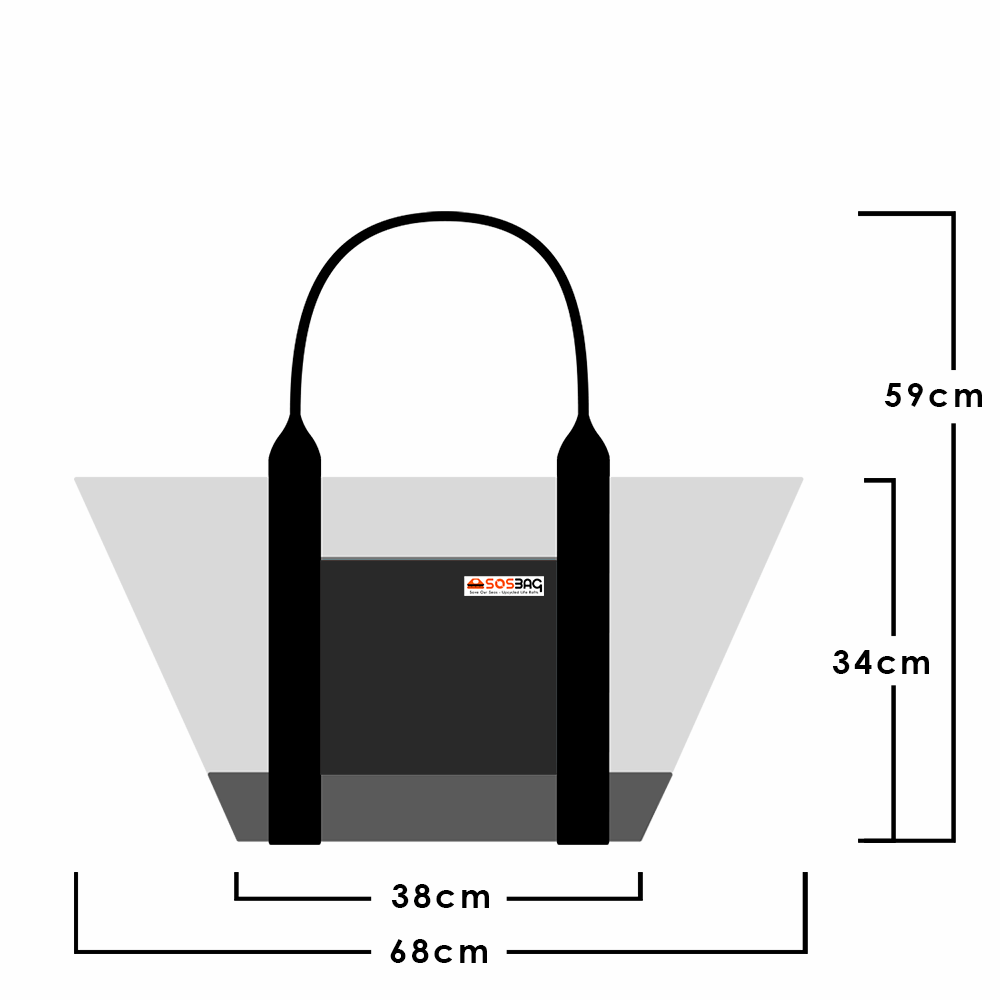 MARMARA beach bag. Sustainable, Large capacity and waterproof. black pocket